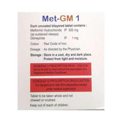 MET GM 1 Tablet 15's - Diabetes-Ant