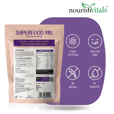 NourishVitals Superfood Seeds Nuts & Berries Mix 200 gm - Nutritional Bars