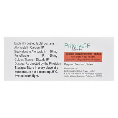 Pritorva F 10/160mg Tablet 10'S - High Cholesterol-Dys