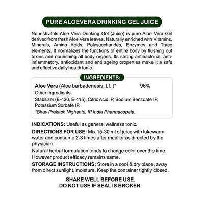 NourishVitals Pure Aloe Vera Drinking Gel Juice 500 ml - Ayurvedic Juices