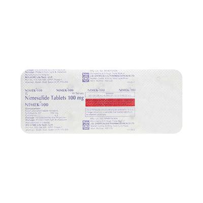 Nimek 100mg Tablet 10'S - Pain relief-Nsa