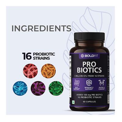 Boldfit Probiotics 5 Billion CFU Capsule 60's - Digestive Health