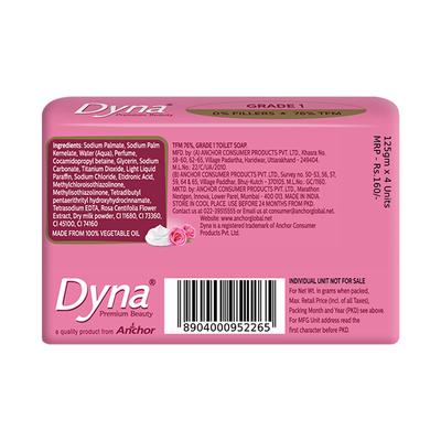 Dyna Beauty Soap - Rose Extract & Milk Cream(Pack of 4 x 125 gm) - Soaps