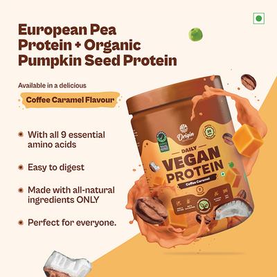 Origin Nutrition Vegan Protein Powder - Coffee Caramel Flavour 258 g - Whey Proteins