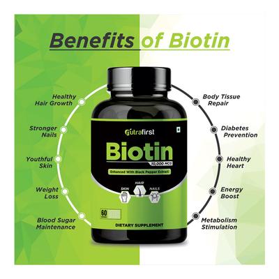 Nutrafirst Biotin 10000 mcg Capsule 60's - Hair & Skin