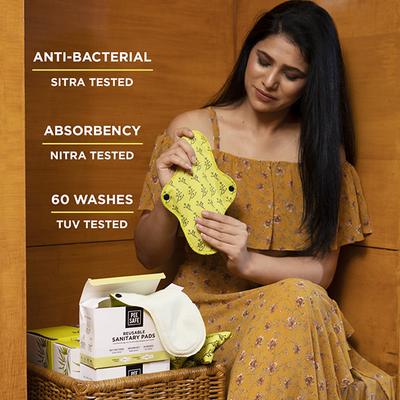 Pee Safe Reusable Sanitary Pads (Regular Pad 3's + Overnight Pad 1's + Leak Proof Pouch 1's) - Sanitary Napkins