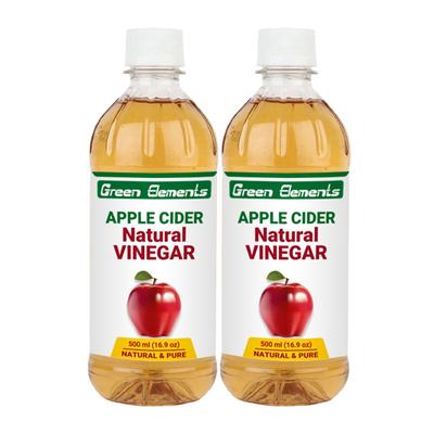 Green Elements Apple Cider Natural Vinegar (Pack of 2 x 500 ml) - Apple Cider Vinegars