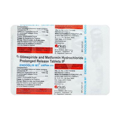 ENDOGLIM M 1mg Tablet 10's - Diabetes-Ant