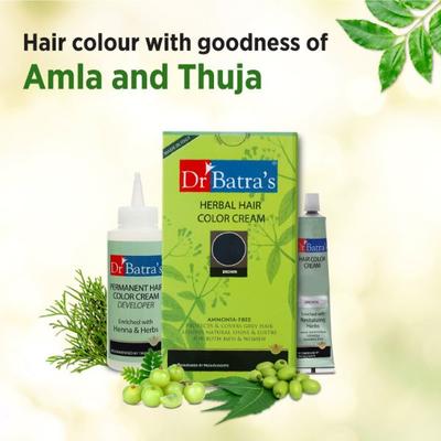 Dr Batra's Dandruff Cleansing Shampoo 100 ml + Anti-Dandruff Hair Serum 125 ml + Conditioner 200 ml + Hair Oil 200 ml + Herbal Hair Color Cream - Brown - Hair Treatment
