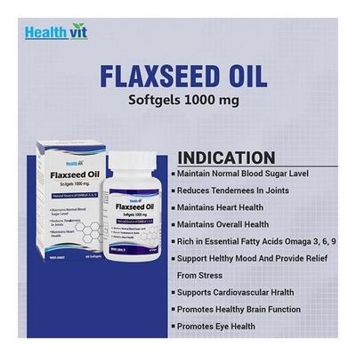 HealthVit Flaxseed Oil 1000 mg Softgel 60's - Omega Fish Oil Fatty Acids