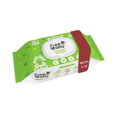 BeeBaby Fresh Baby Wet Wipes & Plastic Lid, Contains Aloe Vera, Vitamin E & Anti of 80 Wipes 1's - Cotton Buds & Balls