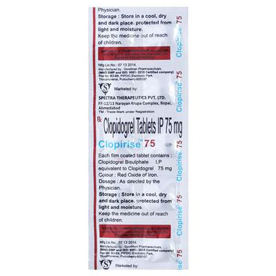 CLOPIRISE 75 Tablet 10's - Blood Clot-Ant
