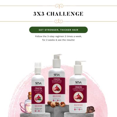 Sesa Onion Hair Growth & Damage Repair Kit (Sesa Onion Hair Oil 200 ml + Sesa Onion Shampoo 300 ml + Sesa Onion Conditioner 300 ml) - Personal Care (Ayush)