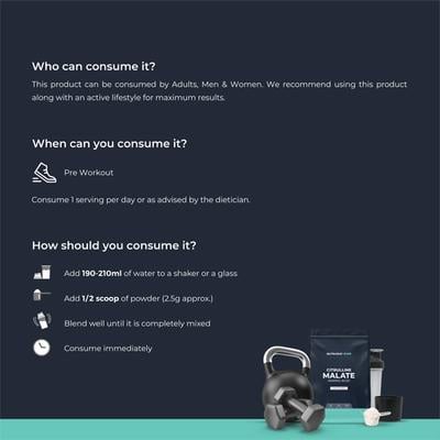 Nutrabay Pure Citrulline Malate Amino Acid Powder - Unflavoured 250 gm - Amino Acids