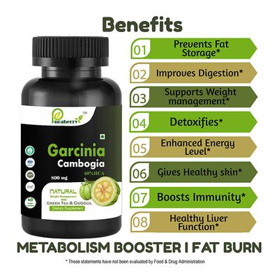 Puraberry Garcinia Cambogia 800 mg Veg Capsule 60's - Herbal Dietary Supplement