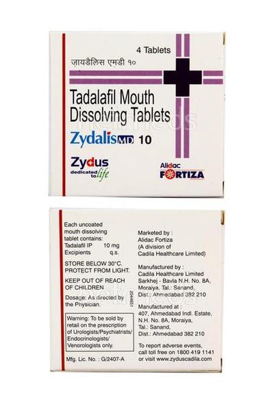 Zydalis MD 10mg Tablet 4'S - Impotence/Erectile Dysfunction (Ed)