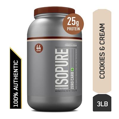 Isopure Zero Carb Protein Powder - Cookies & Cream Flavour 3 lb - Workout Essentials
