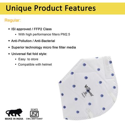 Venus V-Shwas FFP2 Regular Face Mask - Blue Dot (Pack of 6) - Face Mask
