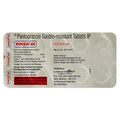 Piker 40mg Tablet 10'S - Ulcer/Reflux/Flatulence-Aaa