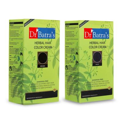 Dr Batra's Herbal Hair Color Cream Combo - Brown & Black - Crème