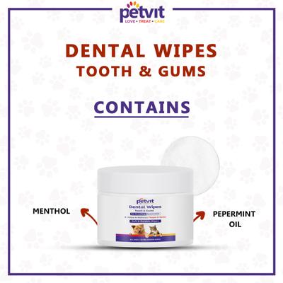 Petvit Dental Wipes - All Breeds of Dogs & Cats 50's - Pet accessories