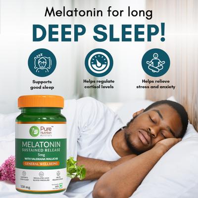 Pure Nutrition Melatonin Sustained Release 550 mg Veg Tablet 60's - Mental Health