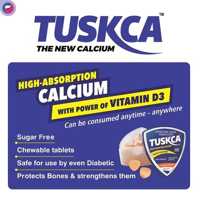 LifeZen Tuskca Calcium with Vitamin D3 Chewable Tablet - Orange Flavour 30's - Calcium And Minerals