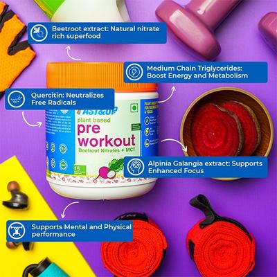 Fast&Up Plant Based Pre-Workout Powder - Unflavoured 150 gm - Workout Essentials