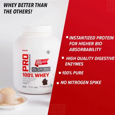 GNC Pro Performance 100% Whey Protein - Chocolate Fudge 1.81 kg - Whey Proteins