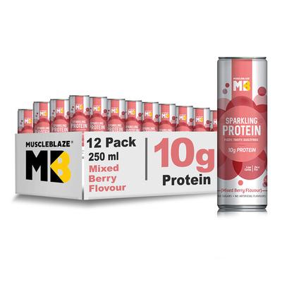 MuscleBlaze Sparkling Protein Water - Mixed Berry (Pack of 12 x 250 ml) - Protein Drink