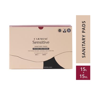 Carmesi Sensitive Sanitary Pads (L) 15'S + (XL) 15'S - Sanitary Napkins