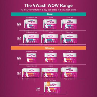 Vwash Wow Ultra Thin Sanitary Napkin (Large) 5s - Sanitary Napkins