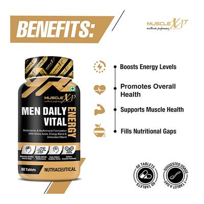MuscleXP Men Daily Vital Sports Tablet (Pack of 3 x 60's) - Multi-Vitamins