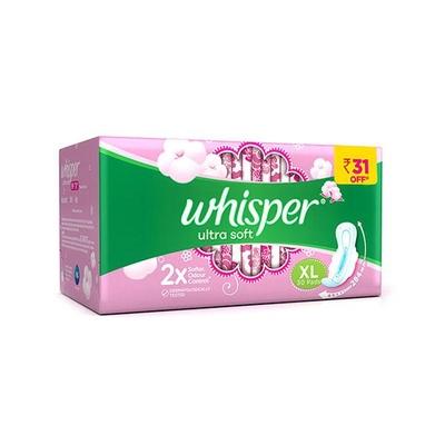 Whisper Ultra Soft (XL) 30's - Sanitary Napkins