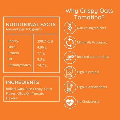 Snack Amor Crispy Oats Tomatina (Pack of 2 x 100 gm) - Nutritional Bars
