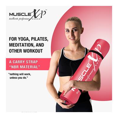 MuscleXP (13 mm) Thick NBR Material Yoga Mat - (Red) 1's - Workout Essentials