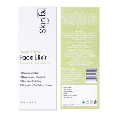 Skin Fx Superfood Face Elixir Serum - Brightening & Moisturizing (Kiwi) 30 ml - Face Serum