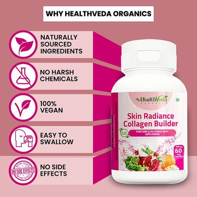 Health Veda Skin Radiance Collagen Builder 800 mg Veg Capsule 60's - Multi-Vitamins