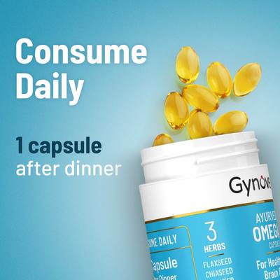 Gynoveda Ayurvedic Omega 3 Capsule (Pack of 3 x 30's) - Omega Fish Oil Fatty Acids