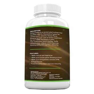 Neurapid Ginkgo Biloba With Ginseng Veg Capsule 60's - Herbal Dietary Supplement