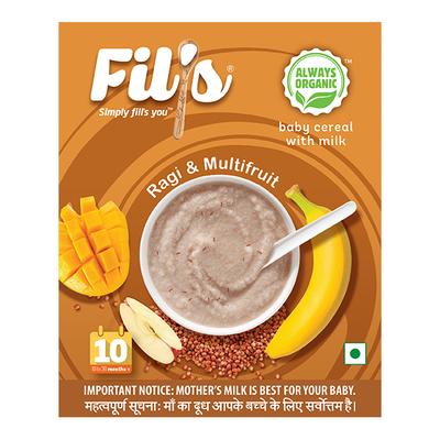 Fil's Organic Baby Cereal With Milk,Ragi & Multi Fruits (10-24 Months) 300 gm - Baby And Infant Supplements