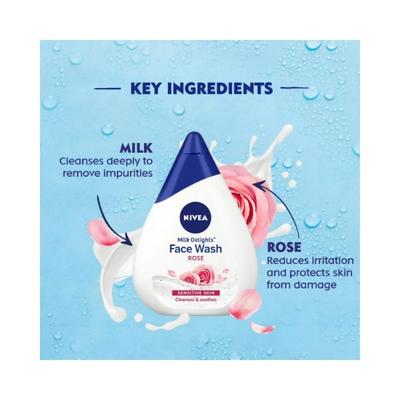 NIVEA MILK DELIGHT FACEWASH ROSE SENSITIVE SKIN 100 ml - Face Wash & Cleansers