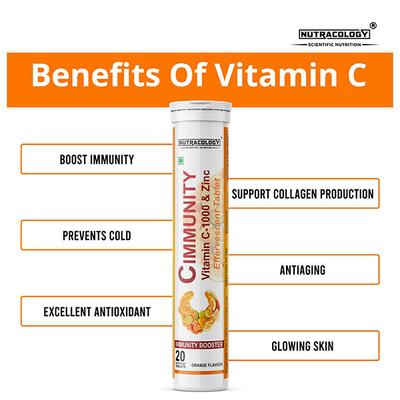 Nutracology C Immunity Effervescent Tablet - Orange 20's - Vitamin C