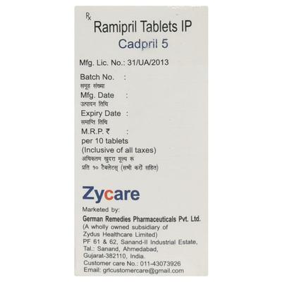 Cadpril 5mg Tablet 10'S - Hypertension-ACE
