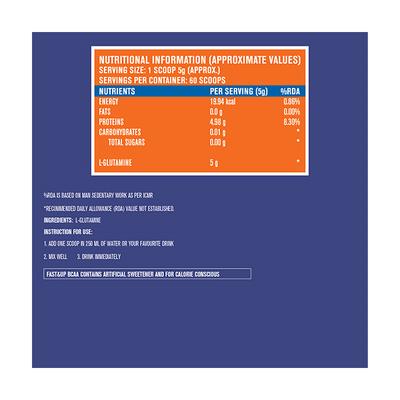 Fast&Up Glutamine Supplement Powder 300 gm - Workout Essentials
