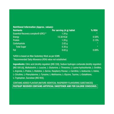 Fast&Up Recover Daily Amino Acids - Raspberry Flavour Tablet (Pack of 3 x 20's) - Amino Acids