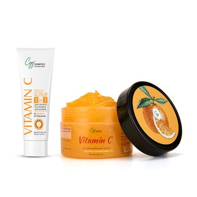 CGG Cosmetics 3 in 1 Gentle Scrub 100 gm + Gel Exfoliating Body Scrub 250gm - Vitamin C - Scrubs & Exfoliants