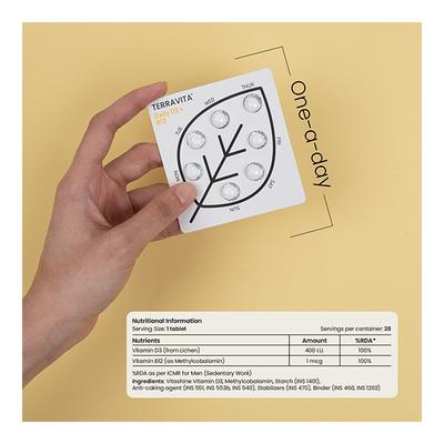 Terravita Daily D3 + B12 Veg Tablet 28's - Multi-Vitamins
