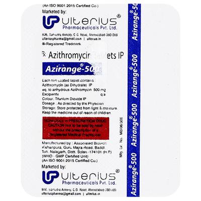AZIRANGE 500 Tablet 5's - Bacterial Infections-Mac
