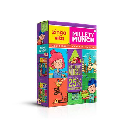 Zingavita Muesli - Millety Munch 375 gm - Nutritional Bars
